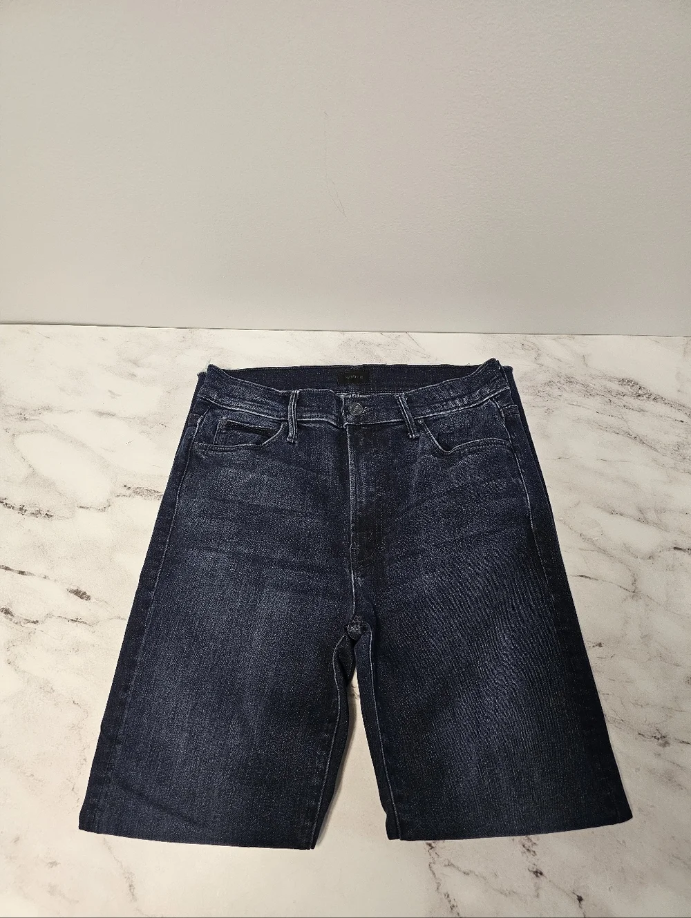 MOTHER Stunner Zip Ankle Fray High Rise Skinny Dark Blue‎ Jeans 28 Preowned
